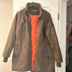 Steve Madden Brown Parka with Orange Lining